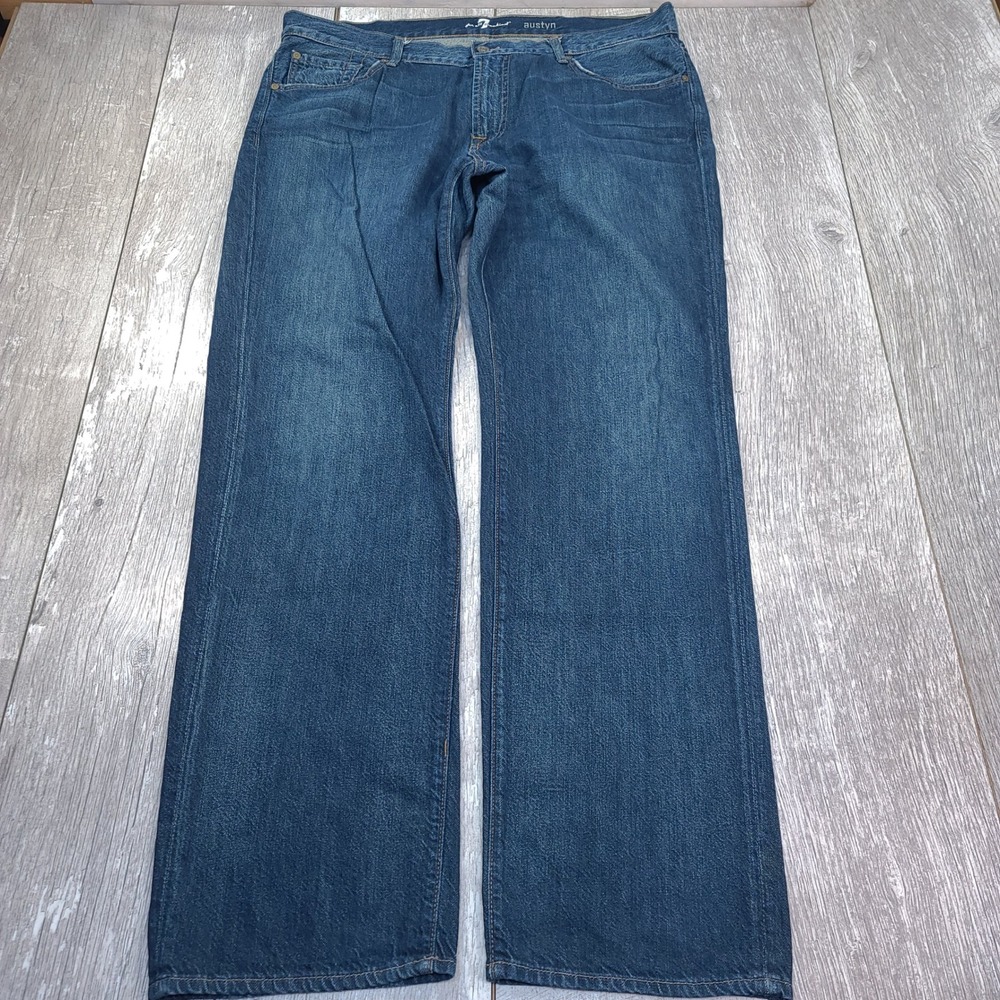 7 For All Mankind Austyn Jeans Mens 38 Blue Relaxed Straight Leg Denim - Picture 2 of 8